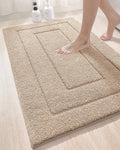 RawFiber Ultra Soft Bath Mat 50 x 80 cm, Non-Slip Absorbent Microfiber Mats, Machine Washable Quick Dry Rugs, Bathroom Accessories Decor, Beige