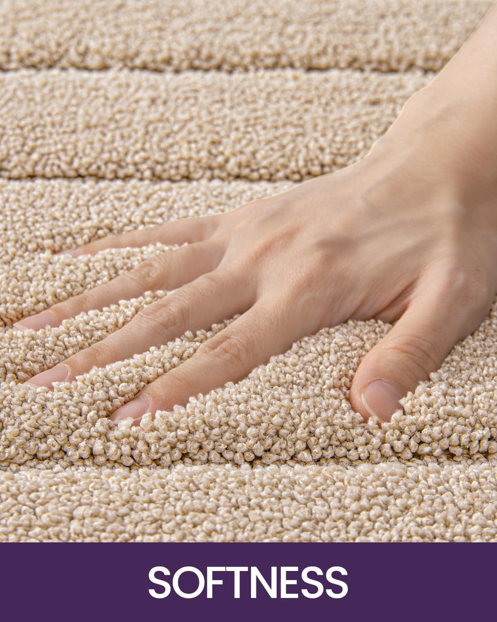 RawFiber Ultra Soft Bath Mat 50 x 80 cm, Non-Slip Absorbent Microfiber Mats, Machine Washable Quick Dry Rugs, Bathroom Accessories Decor, Beige