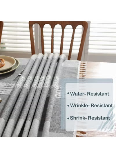RawFiber Rustic Tablecloth Cotton Linen Waterproof Tablecloths Burlap Table Cloths for Kitchen Dining Cloth Table Cloth for Rectangle Tables Grey Stripes Rectangle,140*180CM, 4-6 Seats