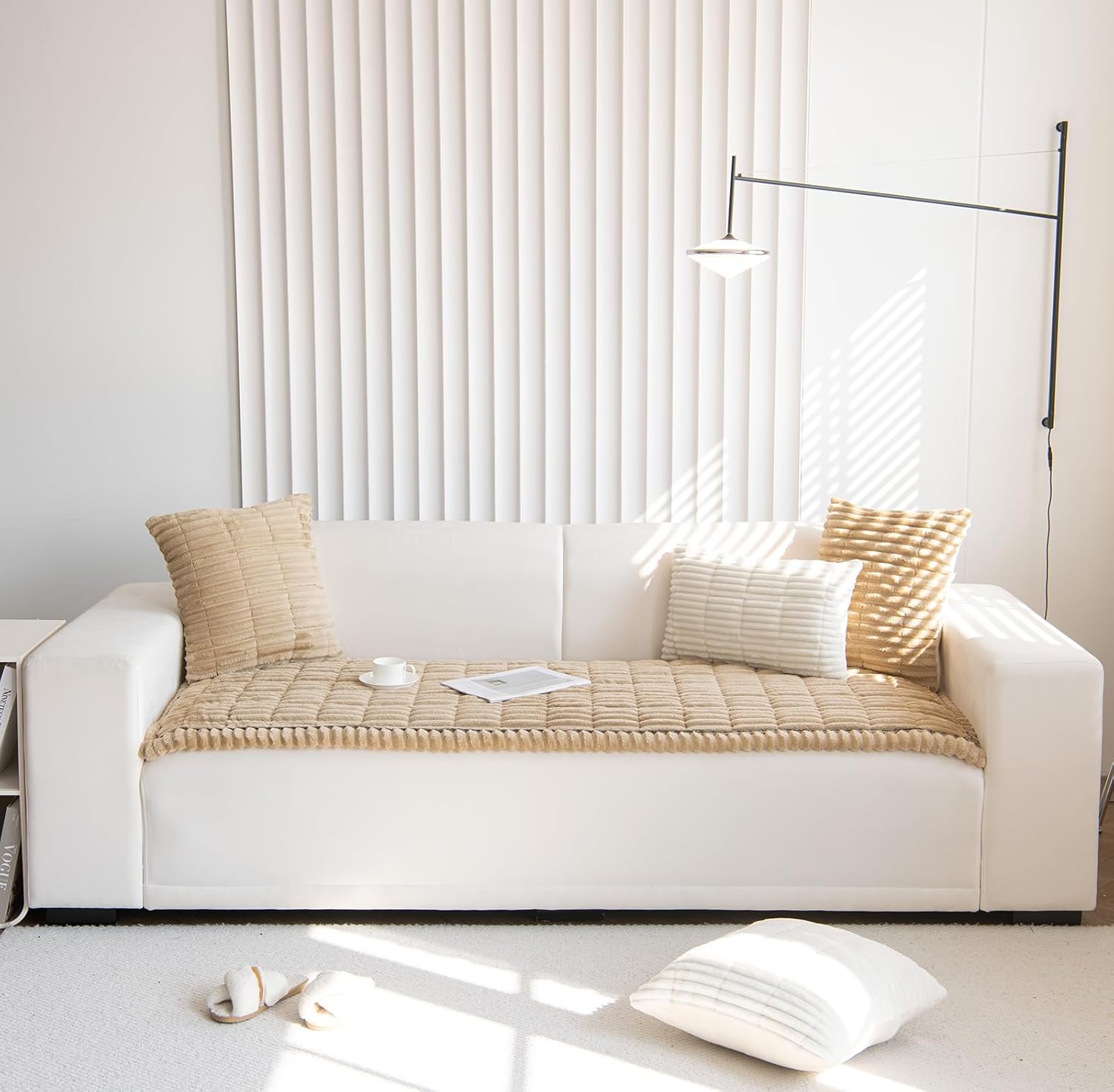 RawFiber Sofa Cover 3 Seats Sofa Slipcover 70 x 180 CM Family Friendly Couch Cover Protector Sofa Slipcover for Pets Humans Living Room Bedroom Office Decor