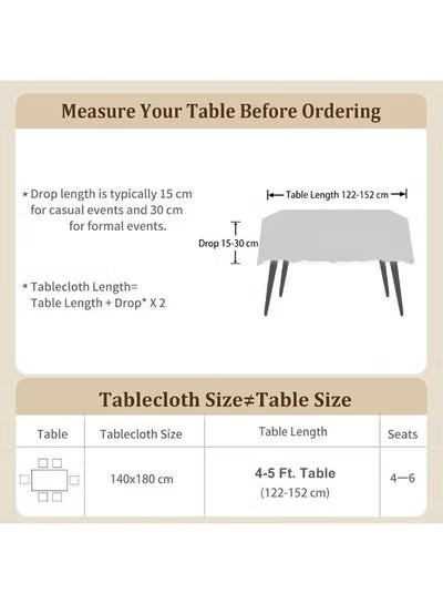 RawFiber Rustic Tablecloth Cotton Linen Waterproof Tablecloths Burlap Table Cloths for Kitchen Dining Cloth Table Cloth for Rectangle Tables Grey Stripes Rectangle,140*180CM, 4-6 Seats